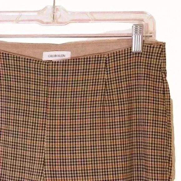Calvin Klein Black & Tan Plaid Trouser Pants Elastic Waist Size 10 - Picture 6 of 6